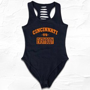 Black Orange Cincinnati VS Everybody Bodysuit, Cincinnati Fan, Sundey Fundey